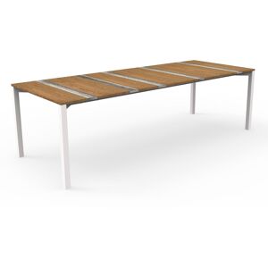 TALENTI table rectangulaire 260x100 cm d'extérieur CASILDA Collezione Icon (White - Acier peint, iroko et titane travertin)