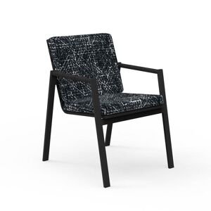 TALENTI set de 4 chaises avec accoudoirs d'extérieur COTTAGE Collection Icon (Graphite / Black abstract - Tissu et aluminium peint)
