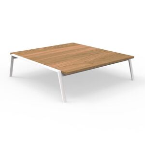 TALENTI table basse d'extérieur 120x120 cm COTTAGE Collection Icon (White - Iroko et aluminium peint)