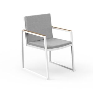 TALENTI set de 4 chaises avec accoudoirs d'extérieur ALABAMA ALU Collezione Premium (White / Grey - Tissu, aluminium peint et teak) - Publicité