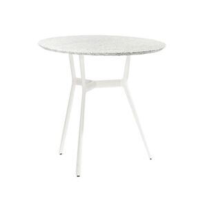 TRIBÙ table bistrot Ø 80 cm d'exterieur BRANCH (Blanc - Aluminium et granit)