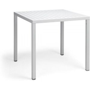 NARDI OUTDOOR NARDI table carre pour exterieur CUBE 80x80 cm (Blanc - Plateau en DurelTOP / Pieds en aluminium verni)