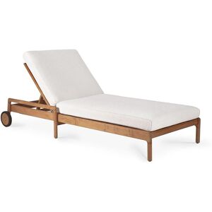 ETHNICRAFT bain de soleil reglable d'exterieur avec coussin JACK (Off White - Teck et tissu)