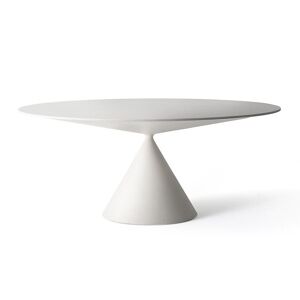 DESALTO table ovale pour l'extérieur CLAY OUTDOOR 218 x 120 cm (Concrete - Base en polyuréthane / Plateau en cristal trempé avec revêtement)