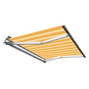 SUNNY INCH ® Store banne manuel Demi coffre pour terrasse - Jaune raye - 3,6 x 3 m