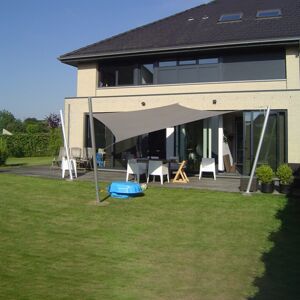 SUNNY INCH ® Voile d'ombrage impermeable 220g/m² - 4 x 4 m - Haute densite - Tissu deperlant - Taupe cendre