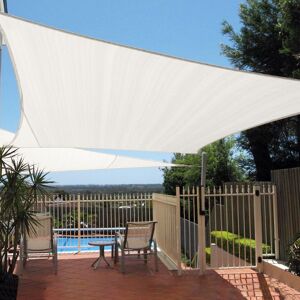 SUNNY INCH ® Voile d'ombrage impermeable 220g/m² - 5 x 4 m - Haute densite - Tissu deperlant - Beige creme