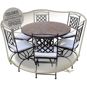 Morel Housse Cover'air Jardiline pour table ronde + chaises 6 p - Ø 160 x H.70 cm