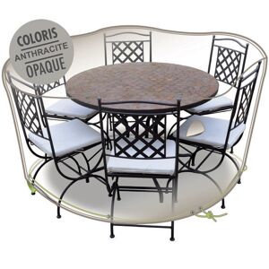 Morel Housse Cover'air Jardiline pour table ronde + chaises 6 p - Ø 160 x H.70 cm