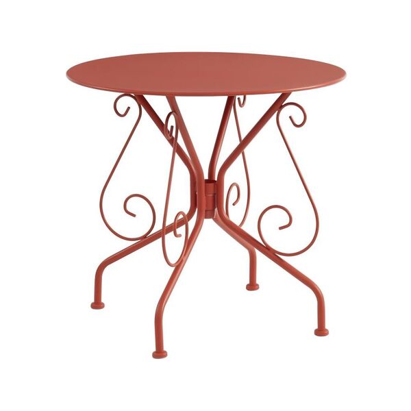Vente-unique.com Table de jardin D.80 cm en métal façon fer forgé - Terracotta - GUERMANTES de MYLIA