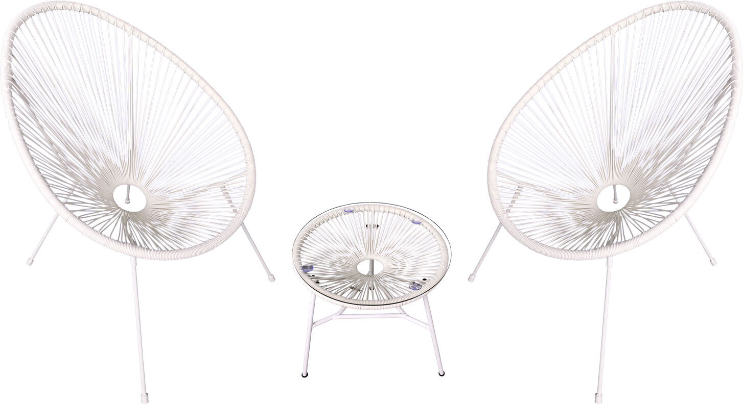 Happy Garden Ensemble de 2 fauteuils œuf + table ACAPULCO blanc