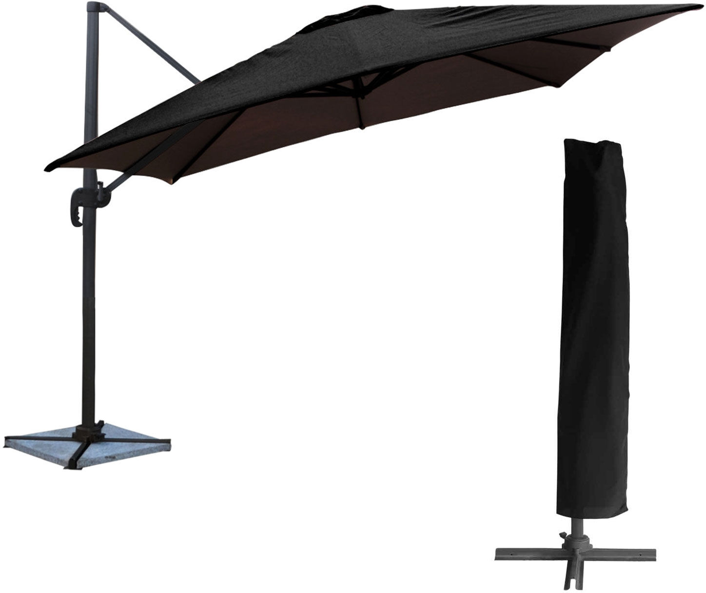 Happy Garden Parasol déporté MOLOKAI carré 3x3m noir + housse