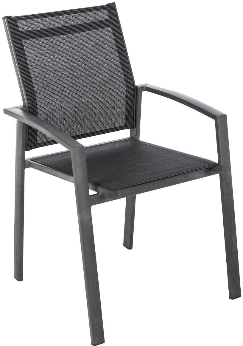 Fauteuil de jardin empilable AXIOME Poivre   Graphite Aluminium traité époxy, Texaline Hespéride