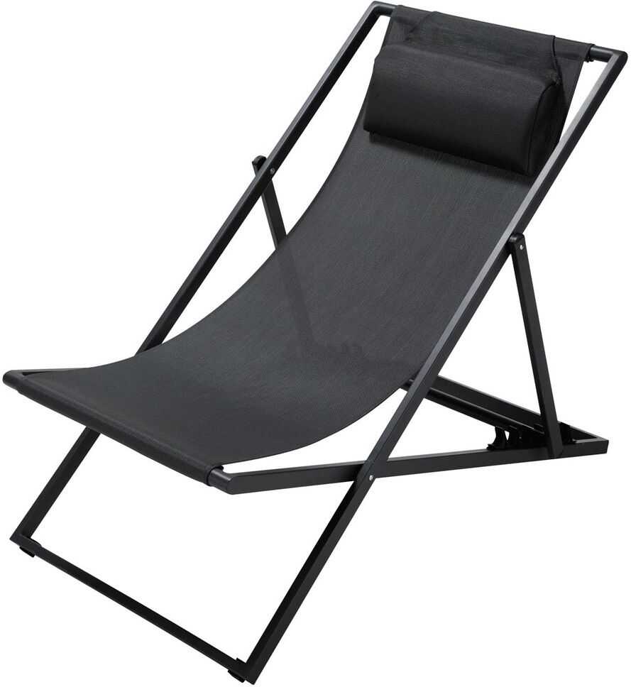 Maisons du Monde Chaise longue / chilienne pliante en métal gris anthracite Gris 63x93x105cm