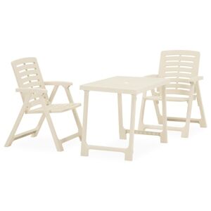 Ensemble de bistro jardin meuble extérieur terrasse pliable 3 pièces plastique blanc 02_0013546