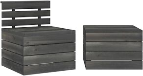 HELLOSHOP26 - Salon de jardin meuble d'extérieur ensemble de mobilier palette 2 pièces bois de pin massif gris foncé 02_0018361