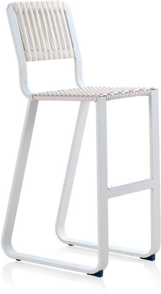 Tousmesmeubles Tabouret de bar de jardin Aluminium Blanc - ARRECIFE - L 40 x l 55 x H 109 cm