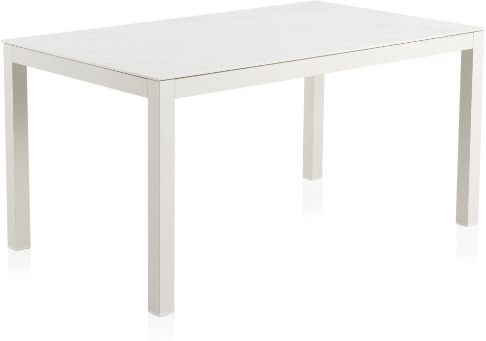 Tousmesmeubles Table de jardin de repas de jardin Aluminium/Céramique Blanc - TIAS