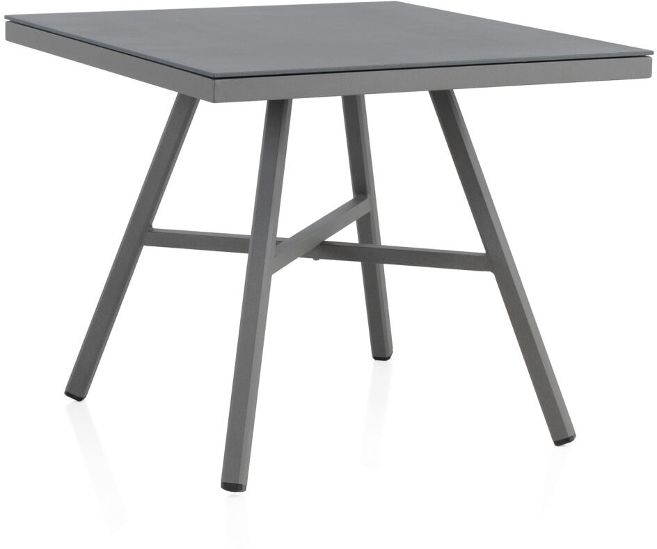 Tousmesmeubles Table de jardin de repas de jardin carrée Aluminium Gris - YAIZA