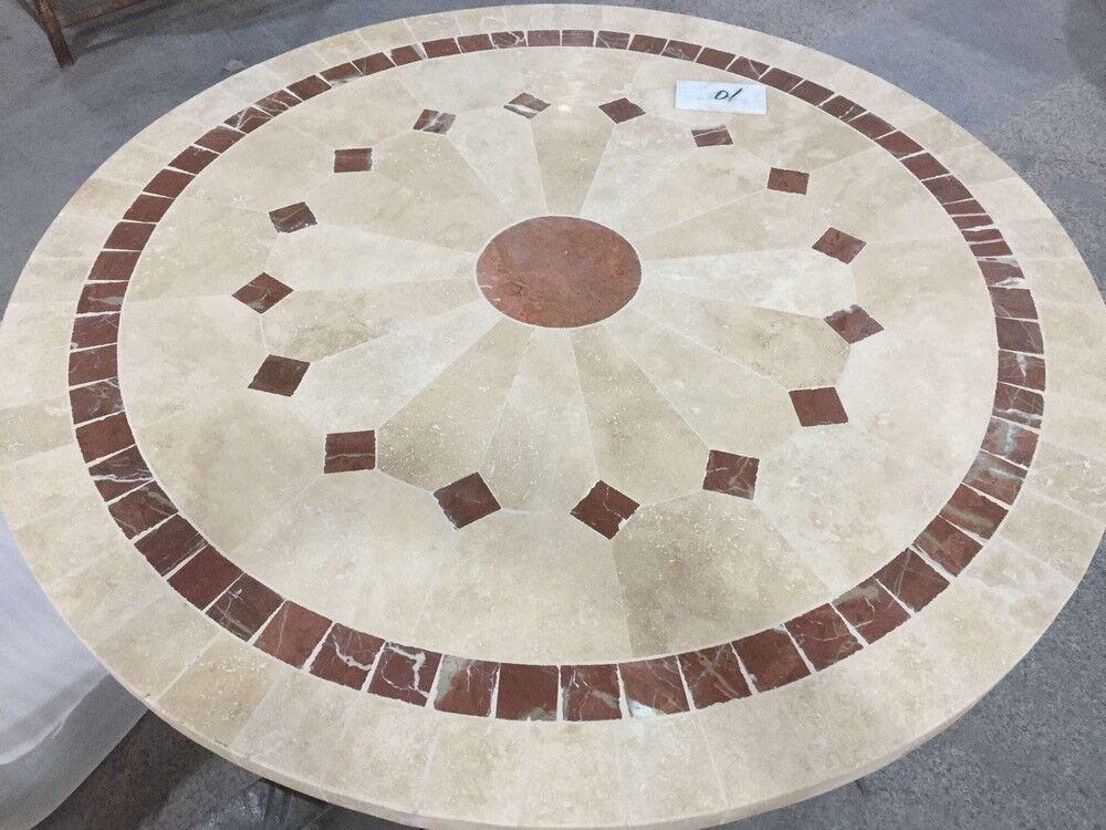 LivingRoc Table de jardin ronde mosaA¯que de marbre 125-160 ALICANTE