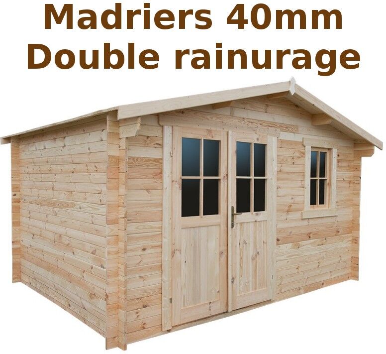 Abri de jardin 12m² PLUS en bois 40mm brut Gardy Shelter