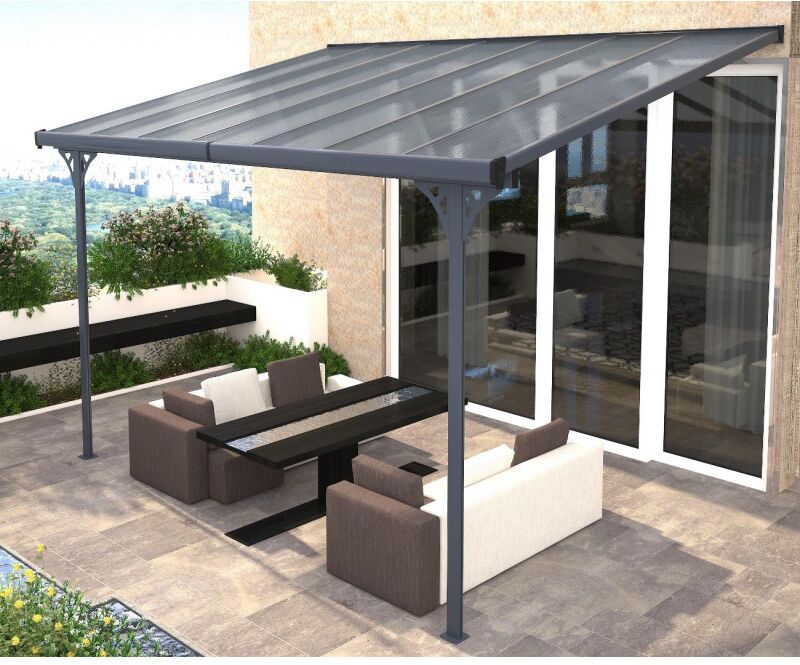 Pergola adossée ajustable - toit de terrasse en alu 3,05x4,36m X-METAL