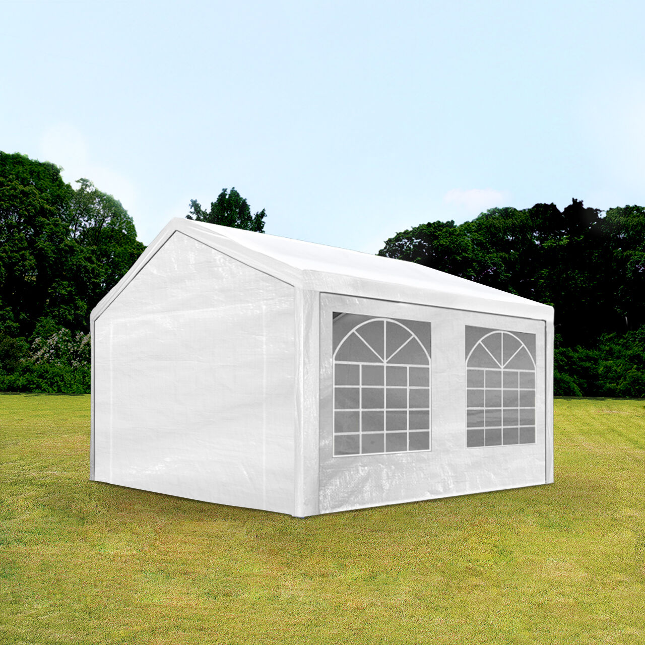 Intent24.fr Tente de réception 3x4m PE 180g/m² blanc imperméable barnum, chapiteau