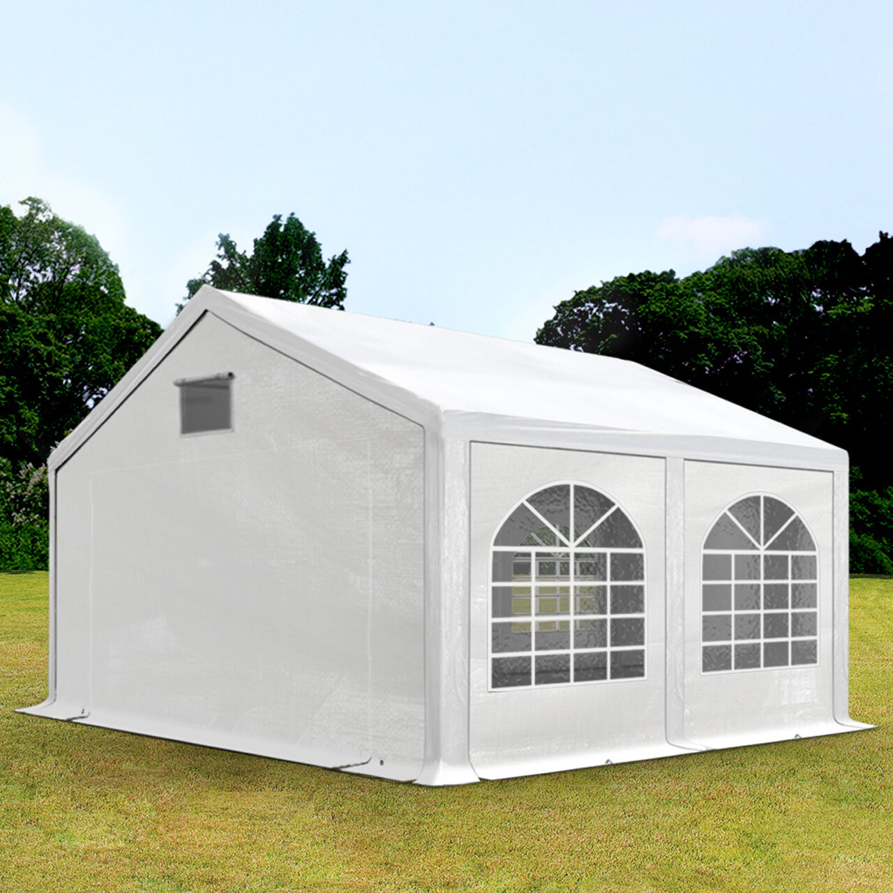 Intent24.fr Tente de réception 3x4m PE 300 g/m² blanc imperméable barnum, chapiteau