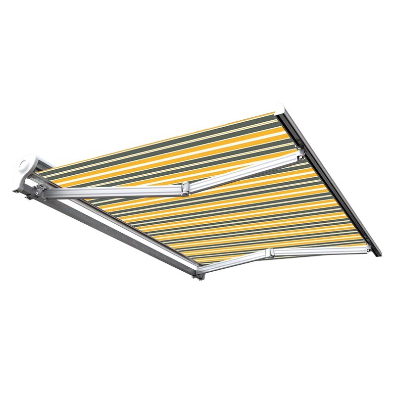 SUNNY INCH ® Store banne manuel Demi coffre pour terrasse - Gris jaune - 3 x 2,5 m