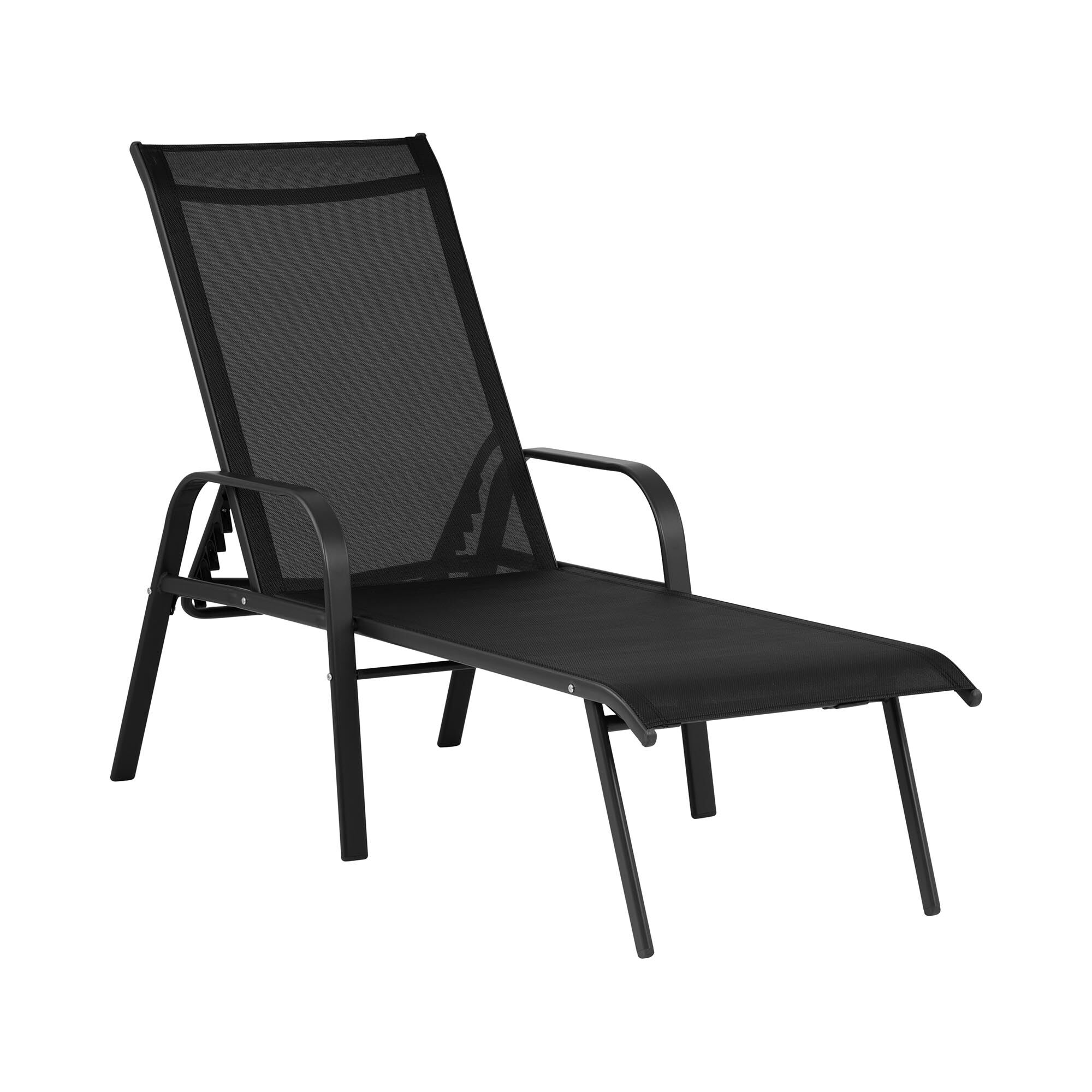 Uniprodo Sunbed - black - steel frame - adjustable backrest