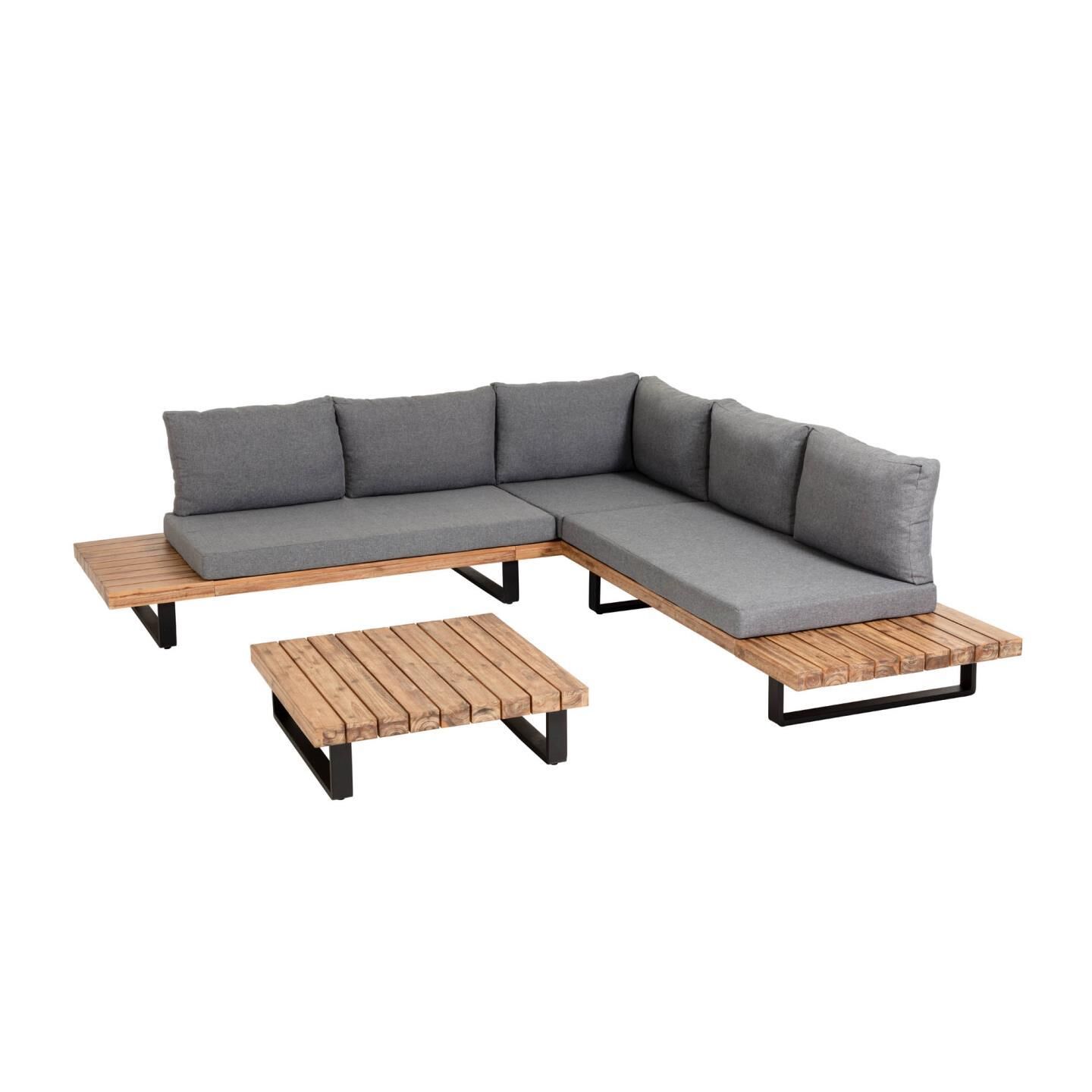 Kave Home Zalika 5-seater corner sofa and solid acacia coffee table set (100% FSC)