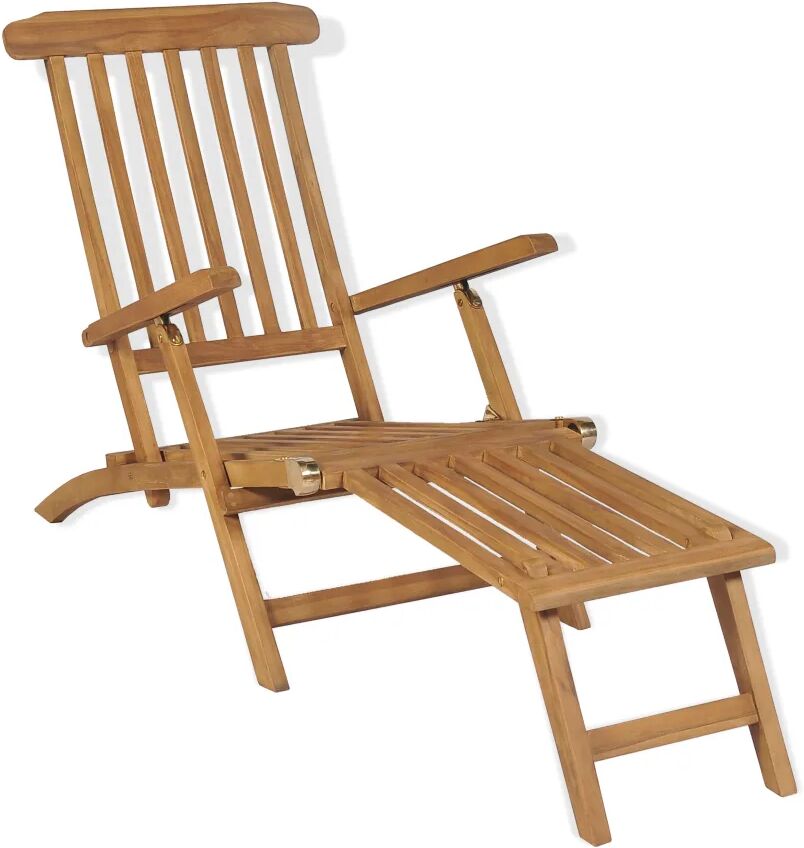 vidaXL Deck Chair with Footrest Solid Teak Wood