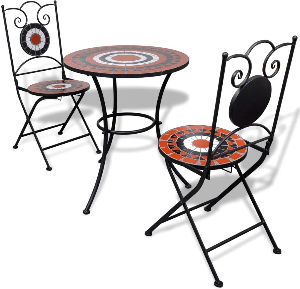 vidaXL 3 Piece Bistro Set Ceramic Tile Terracotta and White