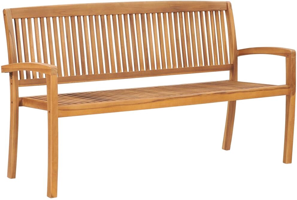 vidaXL 3-Seater Stacking Garden Bench 159 cm Solid Teak Wood