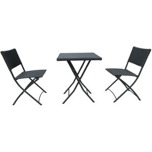 Toscohome Set tavolo e sedie pieghevoli rattan colore nero - WRB015