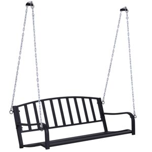 Outsunny Dondolo Sospeso Dondolo da giardino con 2 Posti, Romantica Panchina in Metallo Nero per Esterni, 127 x 60 x 47 cm