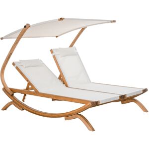 Outsunny Sdraio da Giardino 2 Posti con Schienale Reclinabile 3 Livelli, Tetto e Cuscini, 210x155x175cm Beige