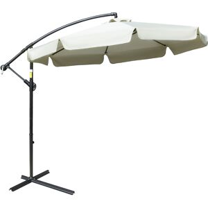 Outsunny Ombrellone da Giardino a Braccio Parasole in Metallo, Tettuccio in Poliestere Regolabile e Apertura a Manovella, Φ265x265cm, Beige