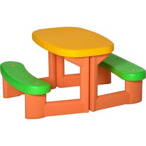 Homcom Outsunny Tavolo da Picnic per 2 Bambini 3-6 Anni, Set con Tavolino e 2 Panche, Set Tavolo da Gioco per Giardino e Interno, 95cmx73cmx46cm