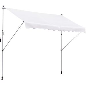 Outsunny Tenda da Sole a Bracci Estensibili con Manovella, Struttura Telescopica in Metallo e Parasole in Poliestere 300x150cm Bianco