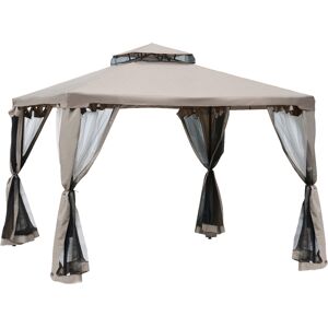 Outsunny Tenda Gazebo da Giardino con Zanzariera, Struttura in Metallo Copertura in Poliestere, 294x294cm, Talpa