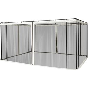 Outsunny Zanzariera per Gazebo 3x4m con Cerniere e Anelli, Pannelli da 352x207cm - Nero/Beige