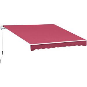 Outsunny Tenda da Sole per Esterno Avvolgibile a Manovella in Metallo e Alluminio, 395x245cm, Rosso Scuro