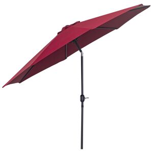 Outsunny Ombrellone da Giardino Φ295cm Inclinabile con Manovella in Metallo e Poliestere Rosso Scuro