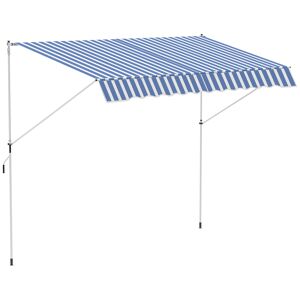 Outsunny Tenda da Sole a Bracci con Manovella, Struttura Telescopica in Metallo e Parasole in Poliestere 300x150cm Blu e Bianco