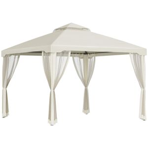 Outsunny Tenda Gazebo da Giardino con Zanzariera, Struttura in Metallo Copertura in Poliestere, 294x294cm, Beige