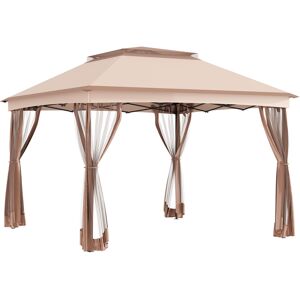 Outsunny Gazebo da Giardino con Zanzariera Impermeabile Richiudibile Telo in Tessuto di Poliestere 325×325cm