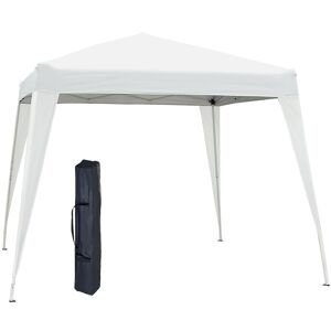 Outsunny Gazebo Pieghevole da Giardino 3x3m Struttura in Acciaio, Corde Antivento e Sacca di Trasporto, Bianco