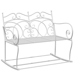 Outsunny Panchina a Dondolo Biposto da Giardino stile Shabby in Metallo 102 x 74.5 x 78cm, Bianco