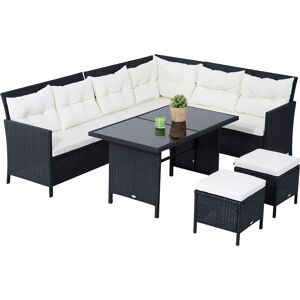 Outsunny Mobili da giardino Divano Salotto in rattan con Cuscini e Tavolino Set Mobili da Esterno Giardino 6 pezzi, Nero   Aosom Italy